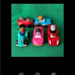 Fisher price little people wheelies car lot of 5 w racing loop tower cars